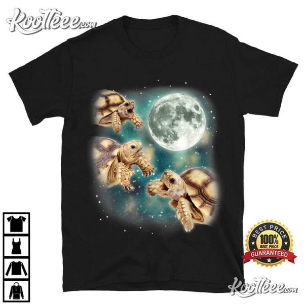 Three Tortoises Howl At Moon Wildlife Mountain Turtle Meme T-Shirt