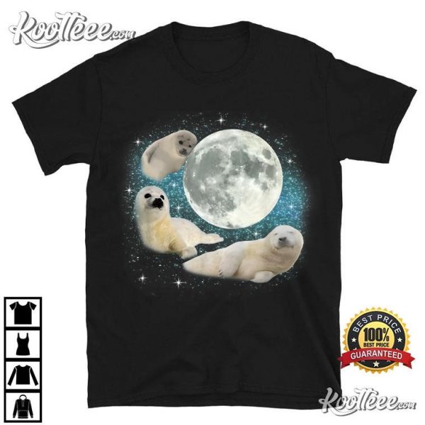 Three Baby Seals Moon Meme T-Shirt