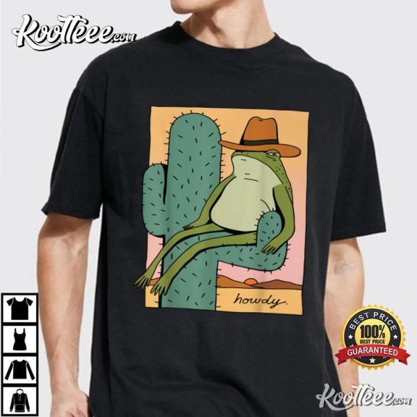 Funny Cowboy Frog Howdy Cactus T-Shirt