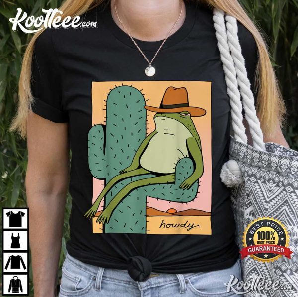 Funny Cowboy Frog Howdy Cactus T-Shirt