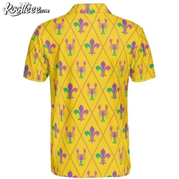 Mardi Gras Crawfish Fleur De Lis Polo Shirt