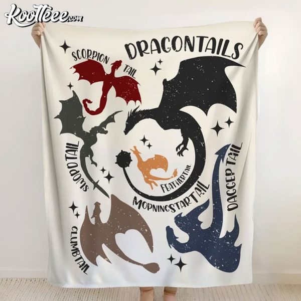 Dragontails Fantasy Dragon Bookish Gift Fleece Blanket