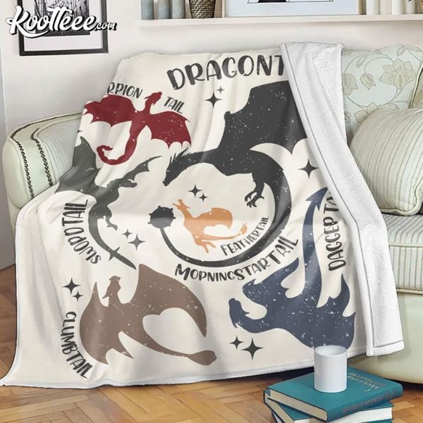 Dragontails Fantasy Dragon Bookish Gift Fleece Blanket