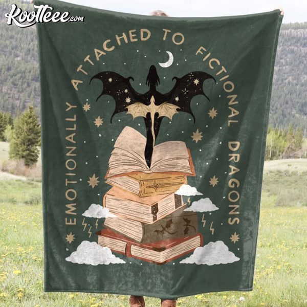 Emotionally Attached To Fictional Dragons Bookish Fleece Blanket