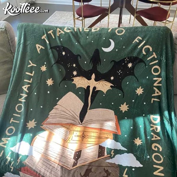 Emotionally Attached To Fictional Dragons Bookish Fleece Blanket