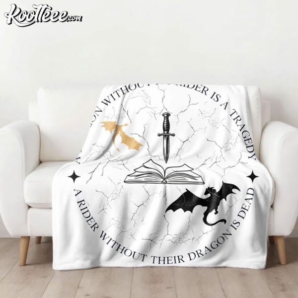 Fourth Wing Dragon Book Lover Gift Fleece Blanket