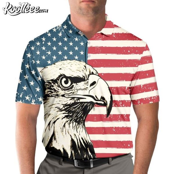 4th of July American Flag Eagle Polo Shirt