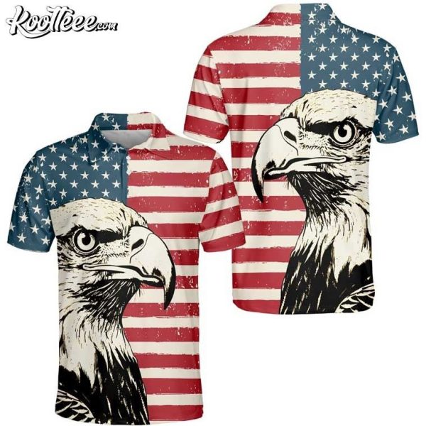 4th of July American Flag Eagle Polo Shirt