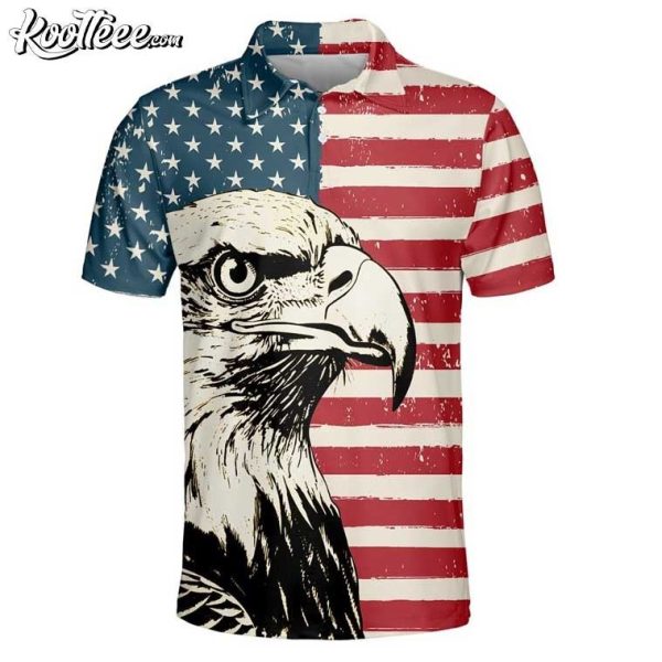 4th of July American Flag Eagle Polo Shirt