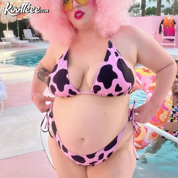 MOOd Cow Print Pink Bikini Swimsuit