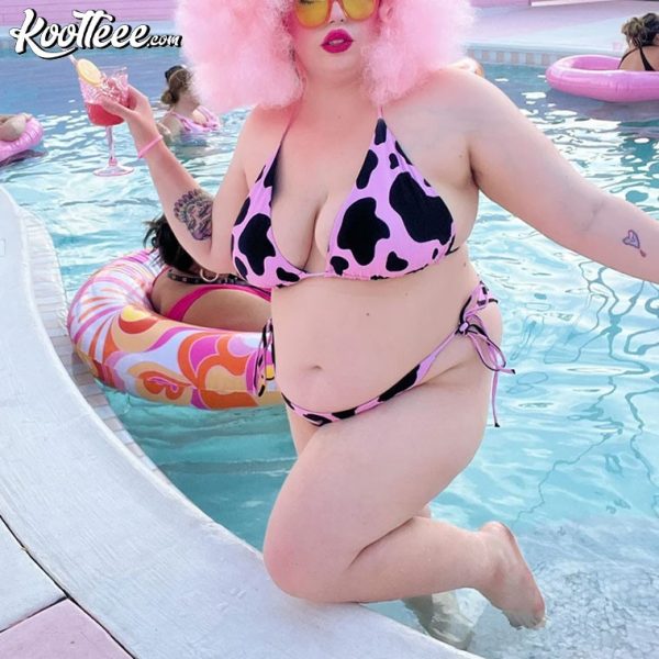 MOOd Cow Print Pink Bikini Swimsuit