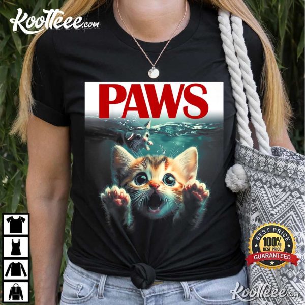 Paws Cat And Mouse Funny Cute Parody Kitten Lover T-Shirt