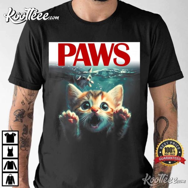 Paws Cat And Mouse Funny Cute Parody Kitten Lover T-Shirt