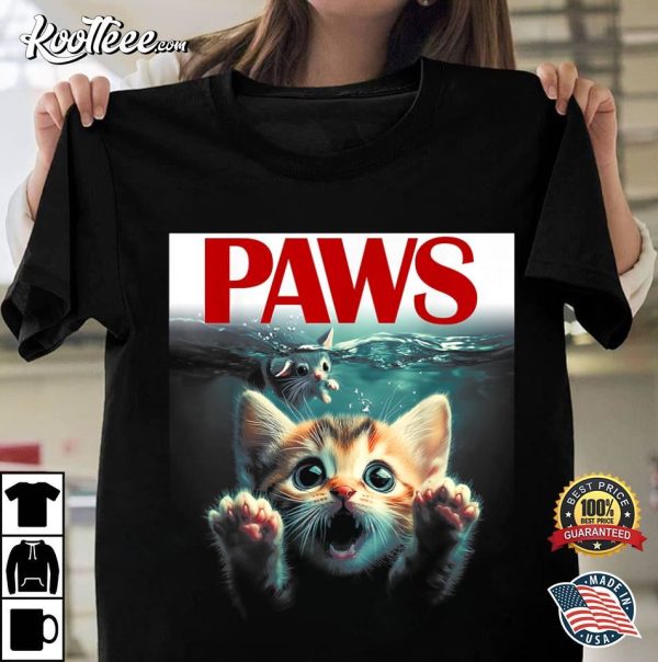 Paws Cat And Mouse Funny Cute Parody Kitten Lover T-Shirt