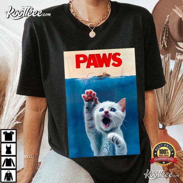 Paws Funny Cat Parody Kitten Shark Mouse T-Shirt