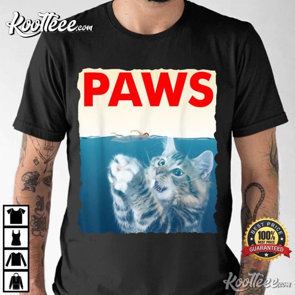 Funny Paws Cat Jaws Parody T-Shirt