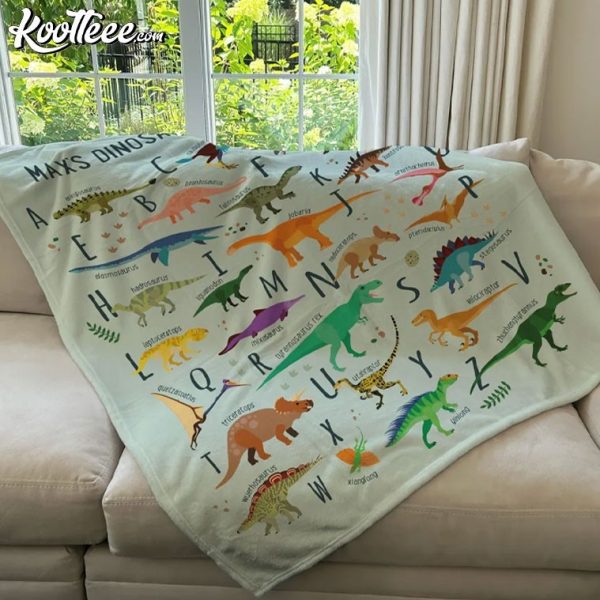 Dinosaur Alphabet Personalized Kids Fleece Blanket