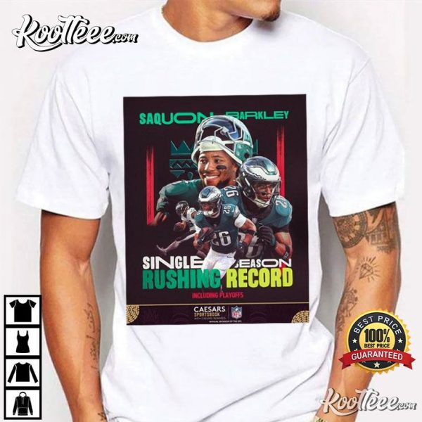 Saquon Barkley Philadelphia Eagles Single Season Rushing Record T-Shirt