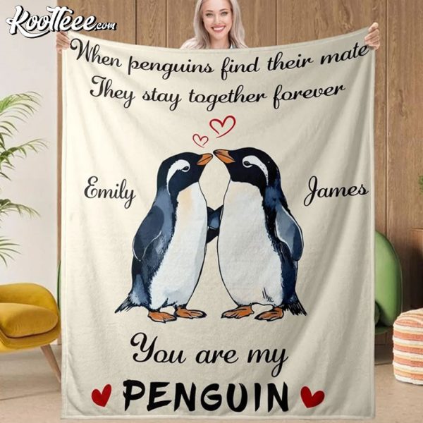 Valentines Day Gift You Are My Penguin Custom Fleece Blanket