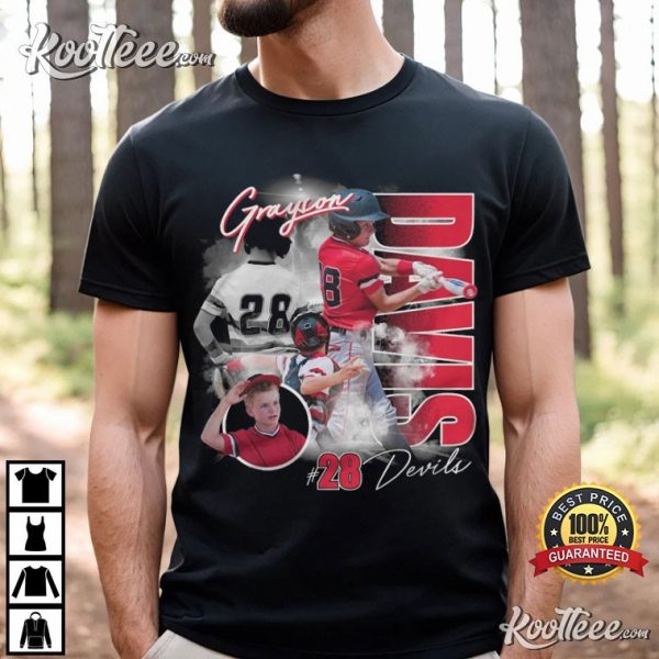 Baseball Player Bootleg Custom Team Name T-Shirt