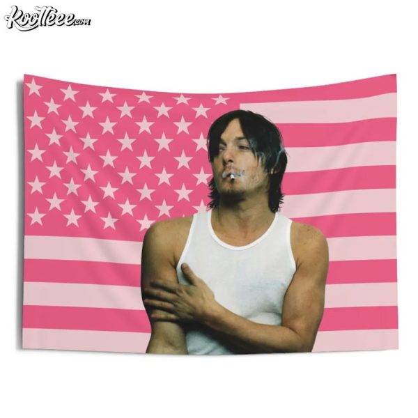 Norman Reedus Pink American Flag Wall Tapestry