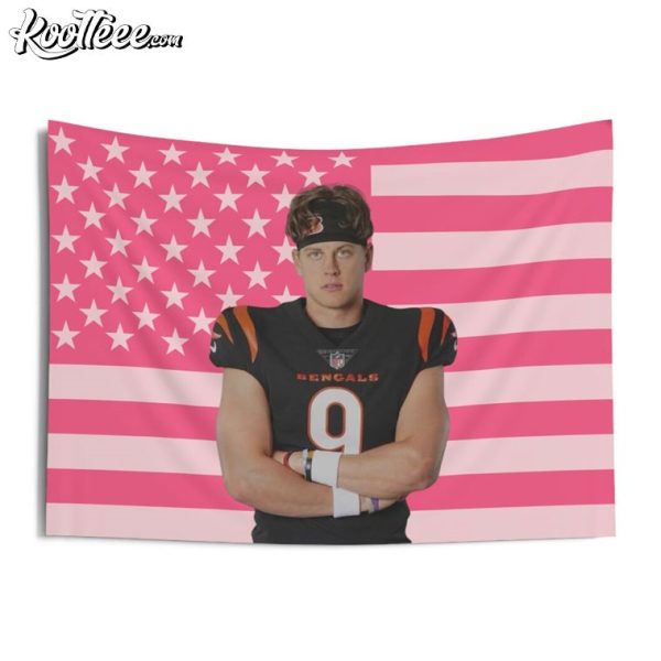 Joe Burrow Pink American Flag Tapestry