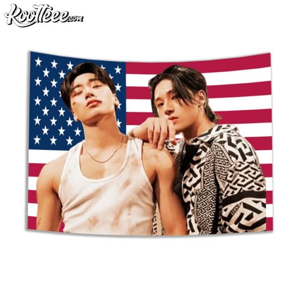 Ateez Wooyoung San Woosan America Flag Tapestry