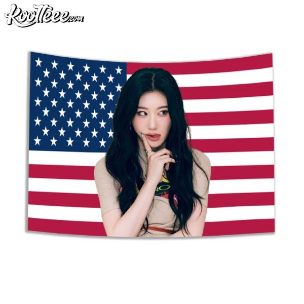 Chaeryeong Itzy America Flag Wall Tapestry