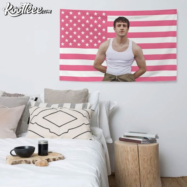 Paul Mescal Pink US Flag Wall Tapestry