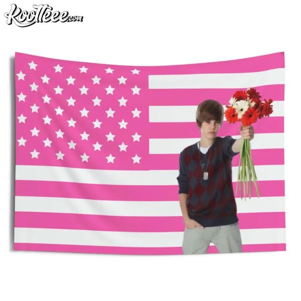 Justin Bieber Pink American Flag Wall Tapestry