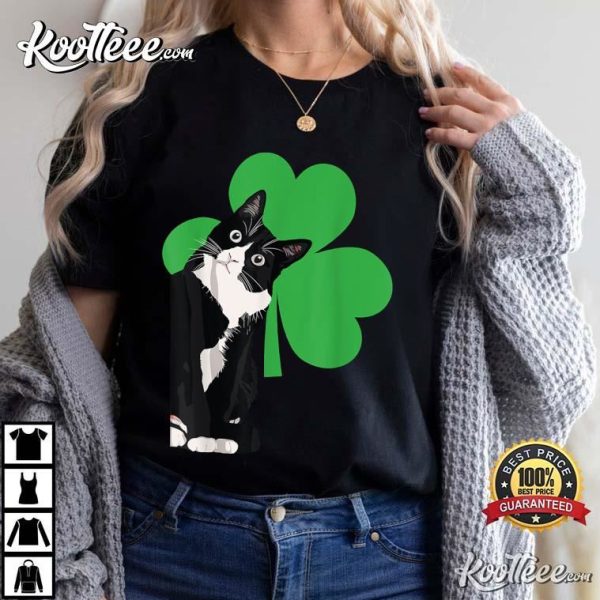 Funny Black Cat St Patrick’s Day Shamrock T-Shirt