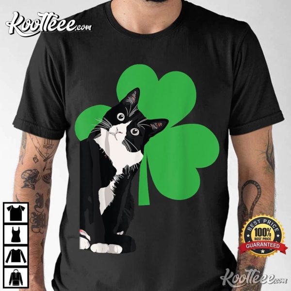 Funny Black Cat St Patrick’s Day Shamrock T-Shirt