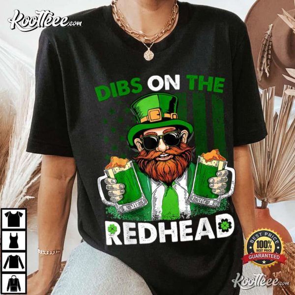 Funny Leprechaun Dibs On The Redhead St Patricks Day T-Shirt