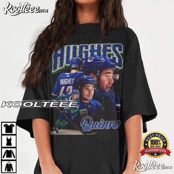 Quinn Hughes Vancouver Canucks Ice Hockey Vintage 90s T-Shirt