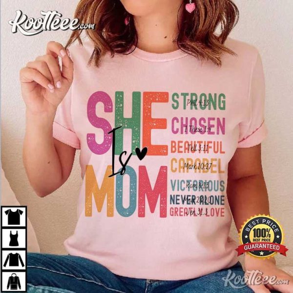 She Is Retro Mother’s Day Gift For Mom Bible Verses T-Shirt