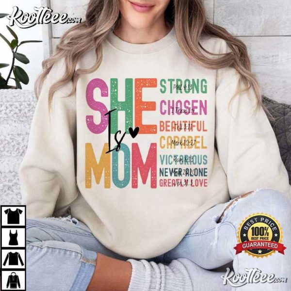 She Is Retro Mother’s Day Gift For Mom Bible Verses T-Shirt