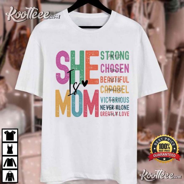 She Is Retro Mother’s Day Gift For Mom Bible Verses T-Shirt