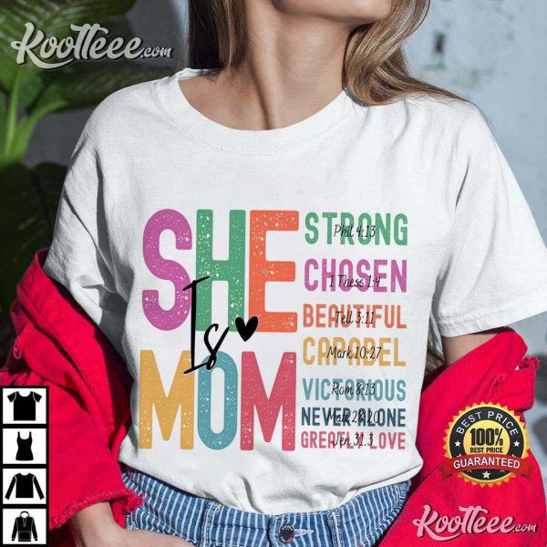 She Is Retro Mother’s Day Gift For Mom Bible Verses T-Shirt