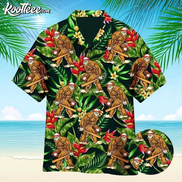 Bigfoot Baseball Summer Aloha Hawaiian Shirt