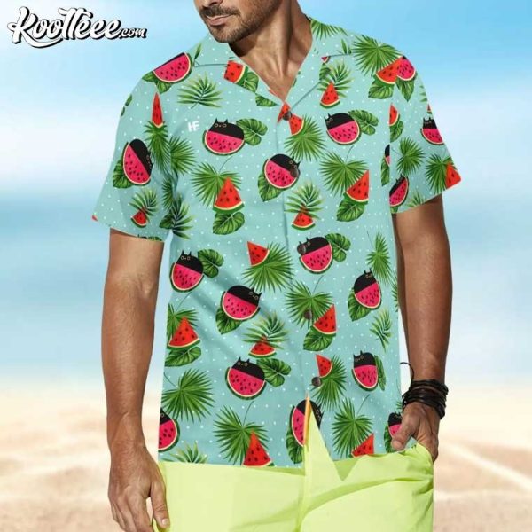 Black Cat Watermelon Hawaiian Shirt