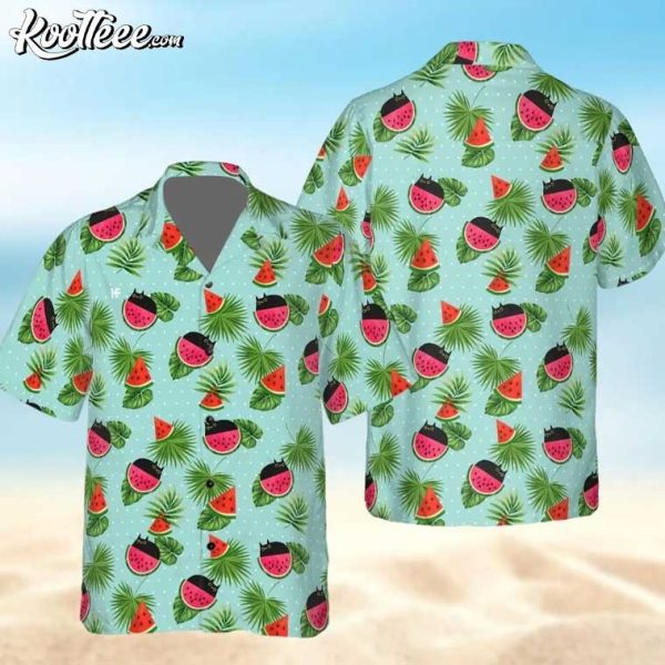 Black Cat Watermelon Hawaiian Shirt