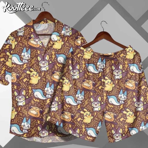 Pikachu Pachirisu Electric Type Pokemon Hawaiian Shirt And Shorts