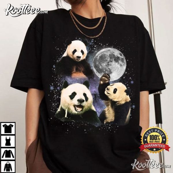 Three Panda Moon Retro T-Shirt