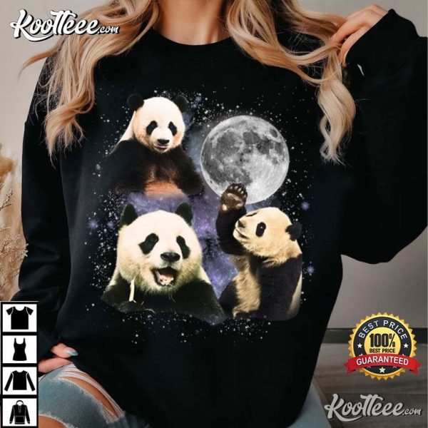 Three Panda Moon Retro T-Shirt