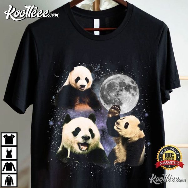 Three Panda Moon Retro T-Shirt