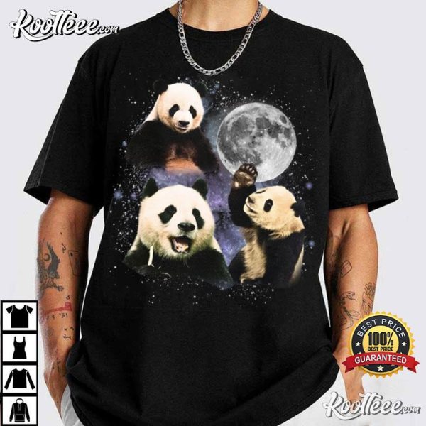 Three Panda Moon Retro T-Shirt