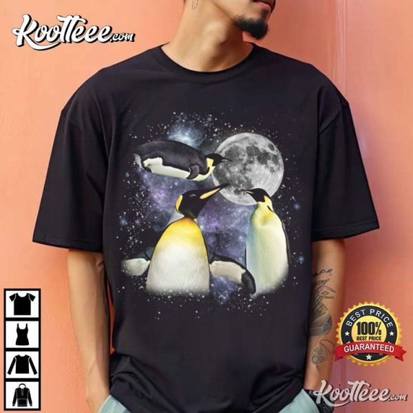 Three Penguin Moon Retro T-Shirt