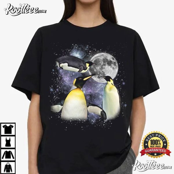 Three Penguin Moon Retro T-Shirt