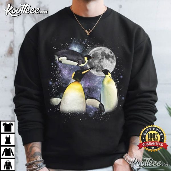 Three Penguin Moon Retro T-Shirt