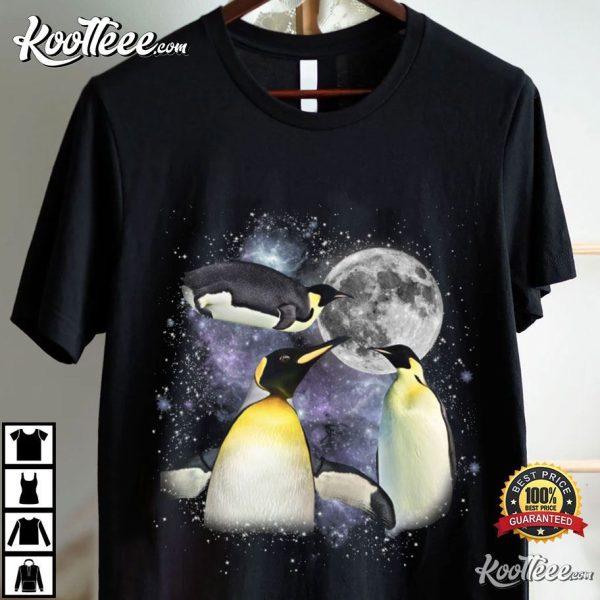 Three Penguin Moon Retro T-Shirt